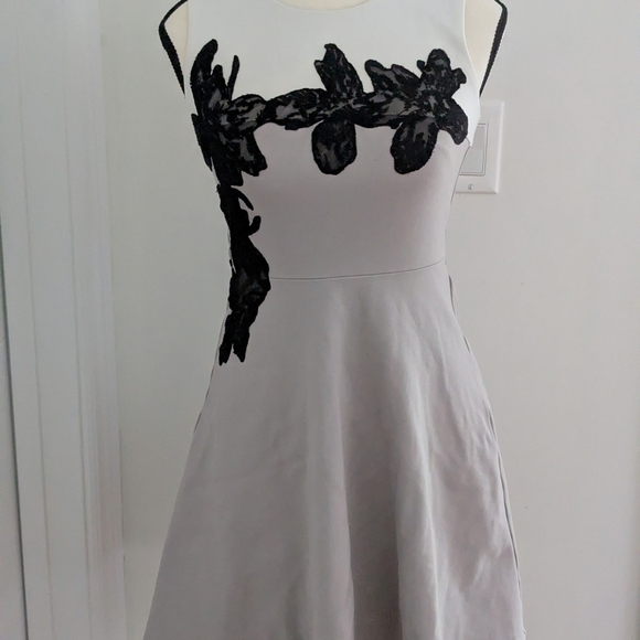 Halston Heritage Dresses & Skirts - Halston Heritage Black Floral on White Midi Dress